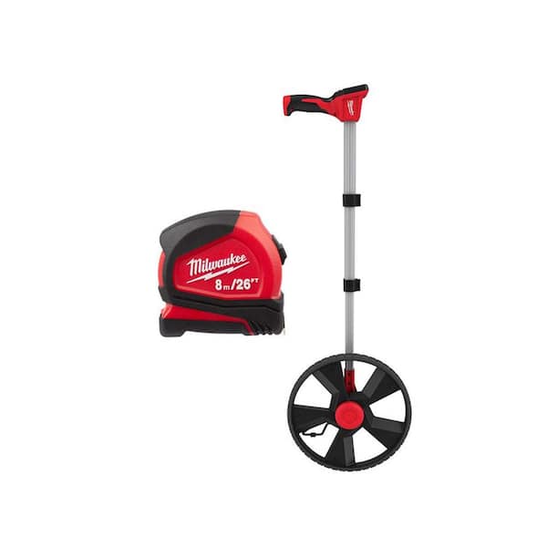Milwaukee 8 m/26 ft. Compact Tape Measure with 12 in. Digital Measuring Wheel