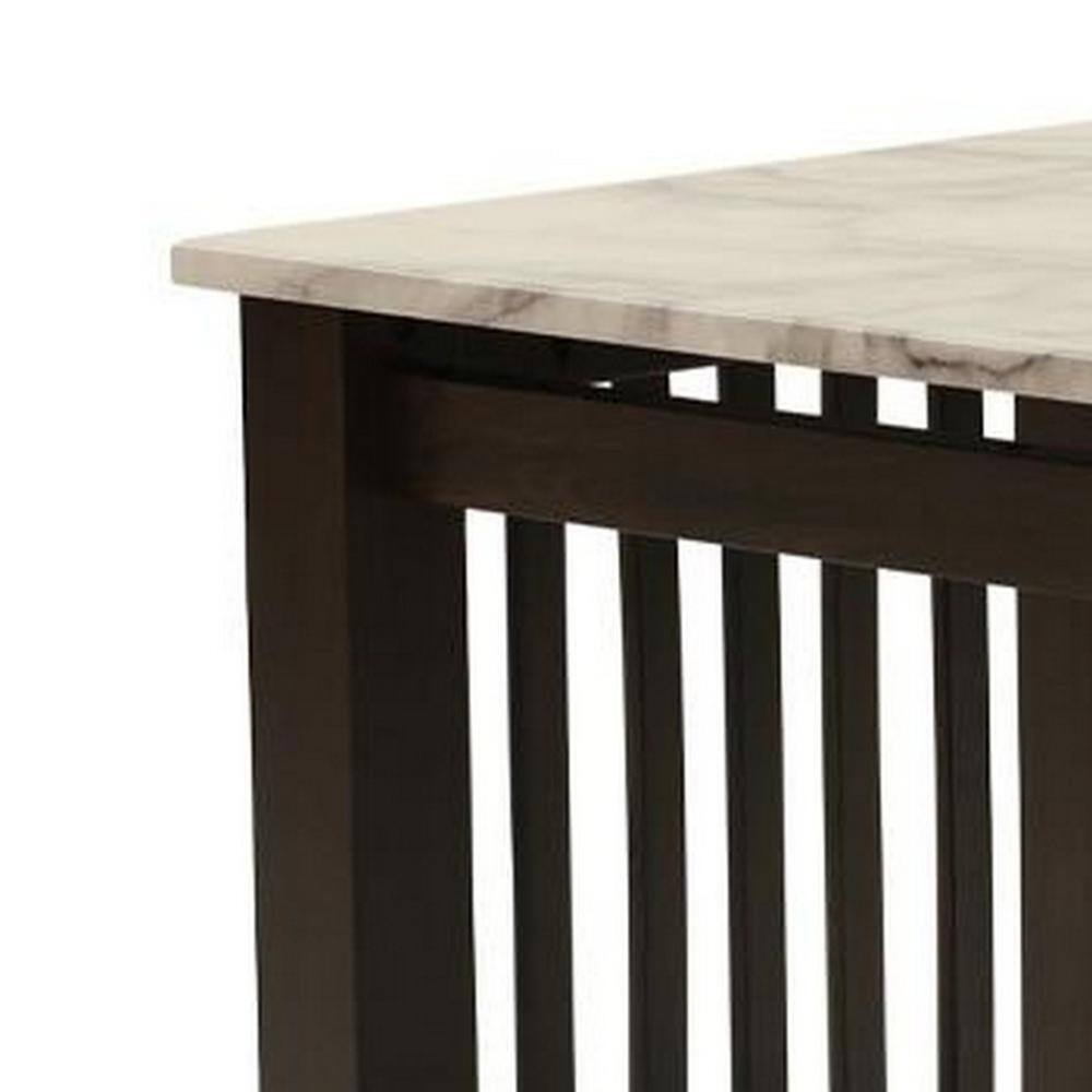 26 in. Brown and White Square Marble End Table with Bottom Shelf - thumbnail 2