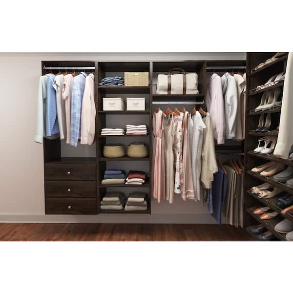 36 in. W - 60 in. W Espresso Wood Closet System