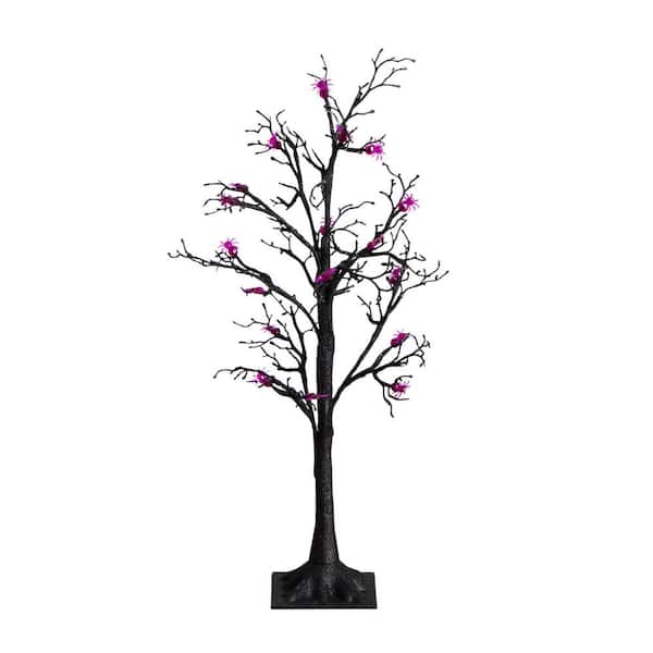 3ft. Pre-Lit Artificial Halloween Spider Twig Tree with 36 Purple LED Lights