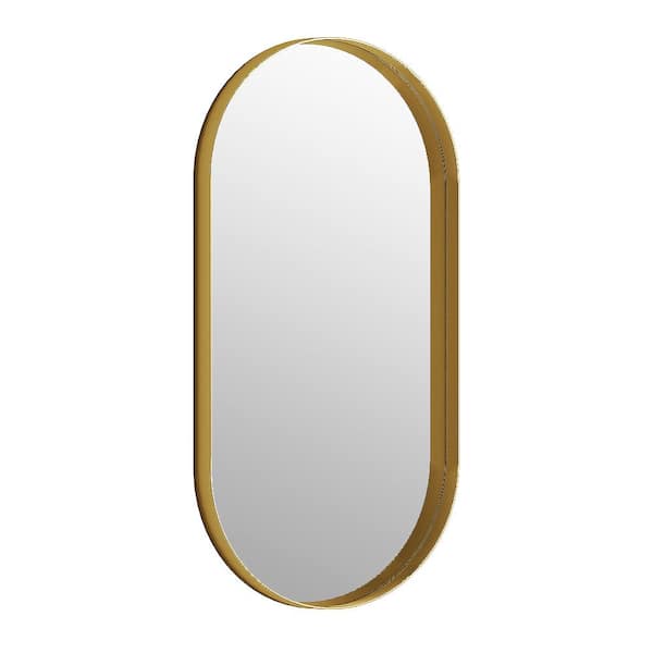 XRAMFY 20 in. W x 36 in. H Oval Modern Gold Aluminum Alloy Deep
