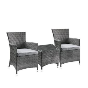 3-Piece Wicker Outdoor Bistro Set with Cushions