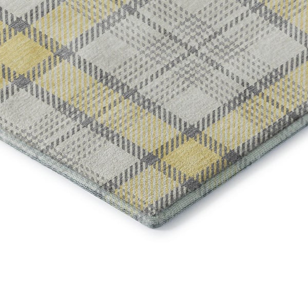 Mayfield Premium Machine Washable Abstract AMF1052 Yellow 5 ft. x 7 ft. 6 in. Area Rug