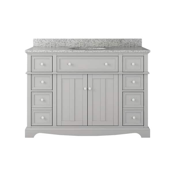 Fremont 49 in. Single Sink Grey Bath Vanity with Grey Granite Top (Assembled)