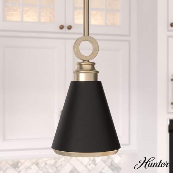 Hunter Klein 1-Light Alturas Gold Island Mini Pendant Light with Matte Black Metal Shade