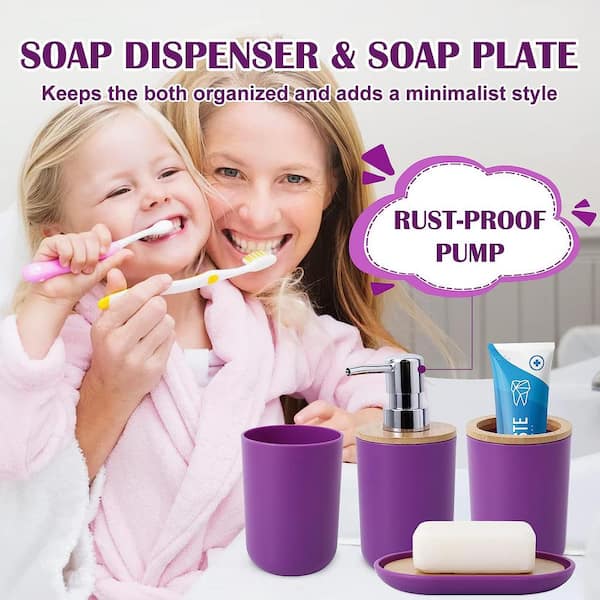 Purple deals bathroom set