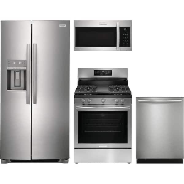 Gallery 22 cu. ft. Stainless Steel Side-by-Side Refrigerator with Freestanding Range and Dishwasher with 7 Cycles