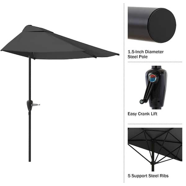 half patio umbrella 5 feet Round Outdoor Umbrella Turquoise / 9FT Please closing the umbrella when bad weather to ensure a longer Pure Garden 9-ft. Half Easy