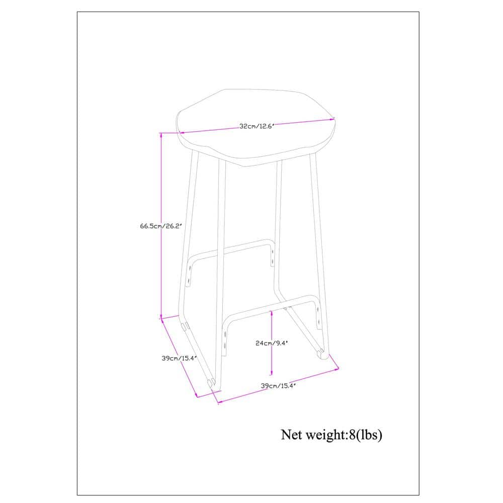 Rustic Farmhouse Black Metal & Wood Saddle Counter Stool