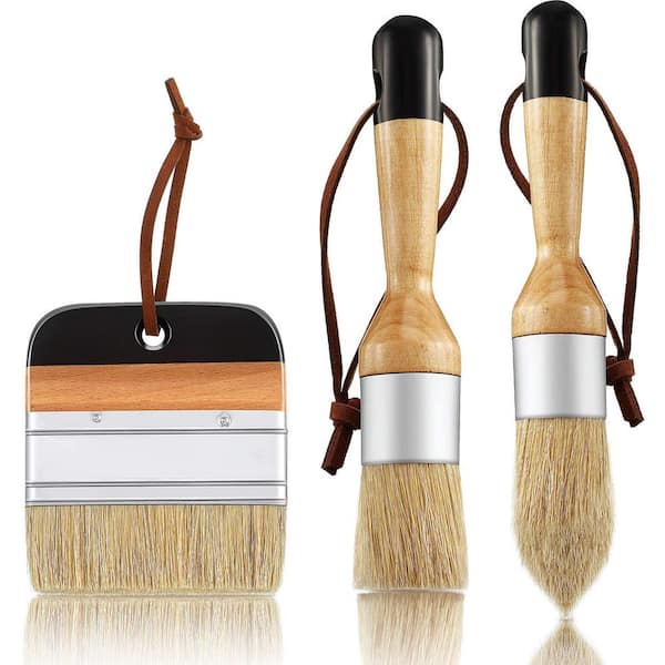 6 Pieces Stencil Brush, Natural Bristle Paint Brushes Nylon Hair Brush  Bristle Art Brush Wooden Stencil Brushes for Acrylic Painting Oil Painting
