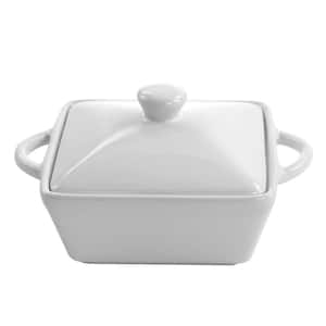 Stoneware Casserole with Lid in White
