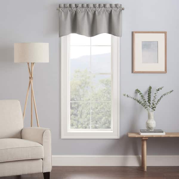 Eclipse Kendall Grey Solid Polyester 18 in. L x 42 in. W Blackout Rod Pocket Valance