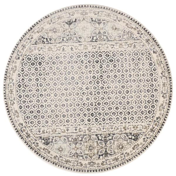 HomeRoots Gray and Ivory Abstract 9 ft. Round Area Rug