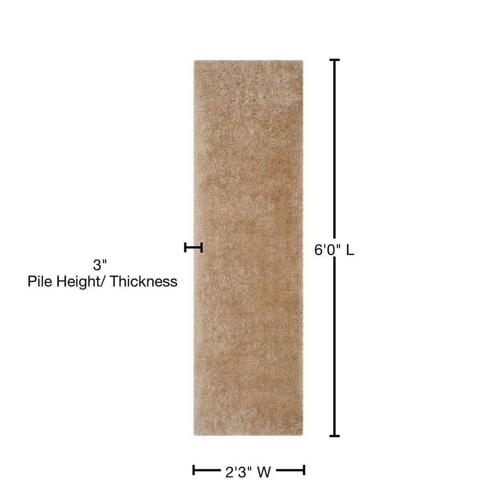 Champagne Hand-Tufted Shag Runner Rug, 2'3" x 6'