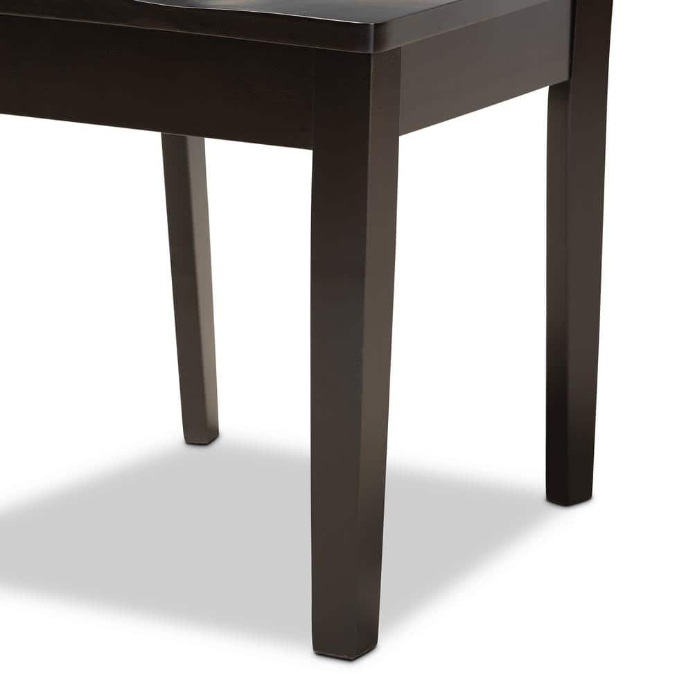Gervais Espresso Scoop Seat Wood Dining Chair Set with Geometric Back