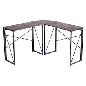Albertin 47 in. L-Shape Rectangular Brown MDF Computer Desk With Shelves