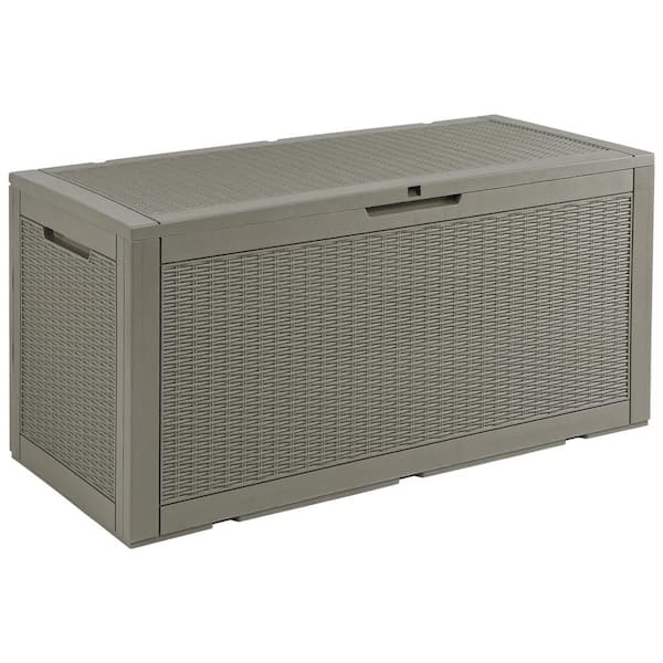 DEXTRUS 100 Gal. Outdoor Deck Box, Weatherproof Resin Storage Box, Light Brown