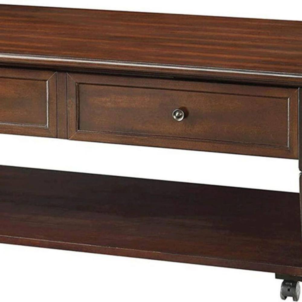 Walnut Rectangular Wood Lift-Top Coffee Table with Storage
