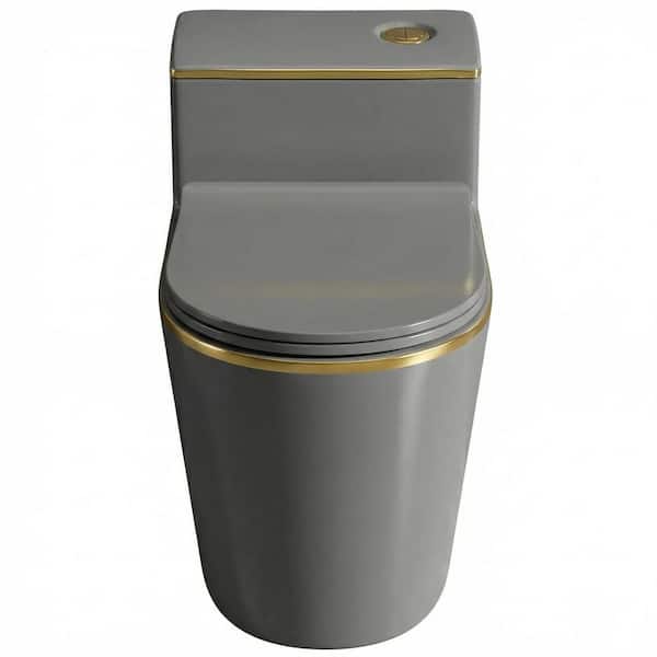 12 in. Rough In 1-Piece 1.6 Gal. GPF Dual-Flush Elongated Toilet in Grey Seat Included
