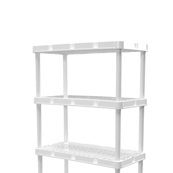 12 in. x 33 in. x 24 in. 3-tier 3 Shelves Resin Freestanding Garage Storage  Shelving Unit, White