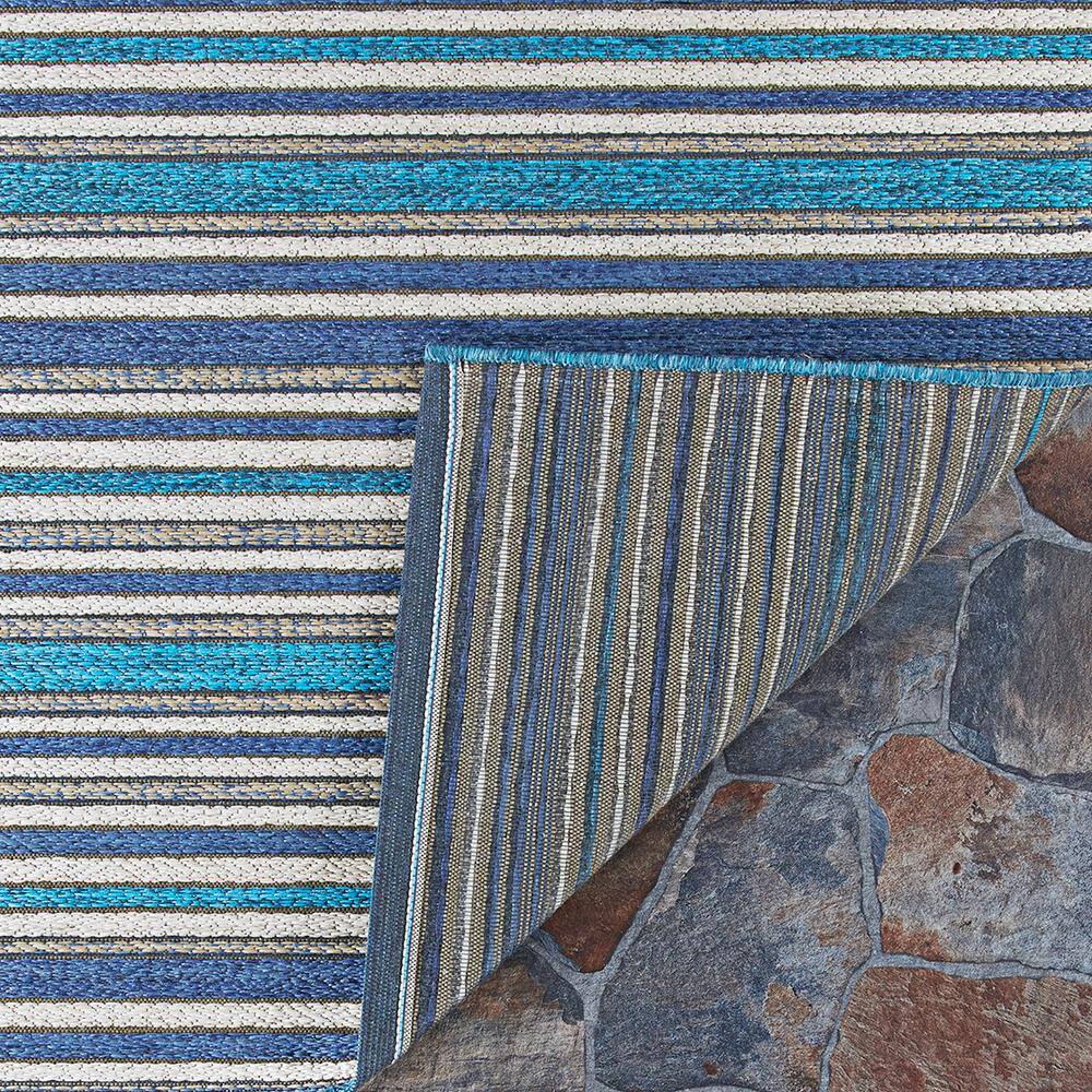 Cobalt and Teal Flat Woven Synthetic Area Rug 5' x 7'