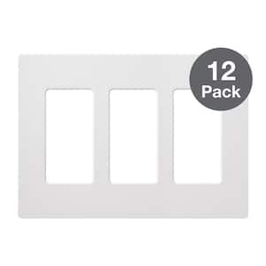 Claro 3 Gang Wall Plate for Decorator/Rocker Switches, Gloss, White (CW-3-WH-12PK) (12-Pack)