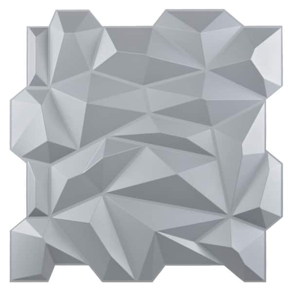 Art3d Diamond Embossed 19.7 in. x 19.7 in. PVC 3D Wall Panel in Gray for Interior Decor (28.5 sq. ft.)