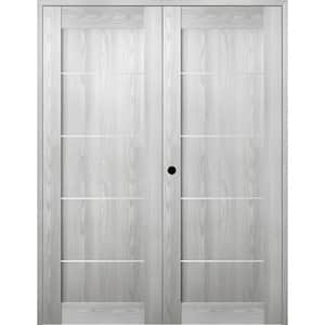 Vona 07 4H 48 in. x 80 in. Right Hand Active Ribeira Ash Wood Composite Double Prehung Interior Door