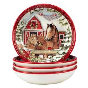 Homestead Christmas 38 oz. Multicolored Earthenware Soup Bowl (Set of 4)