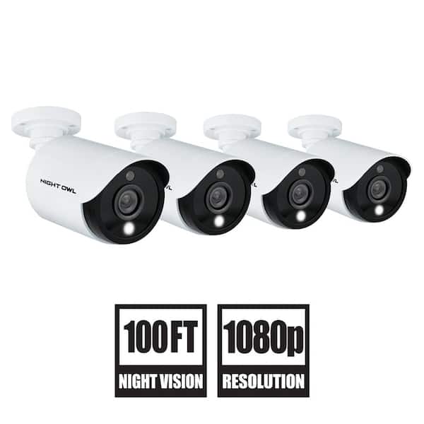 Night Owl 1080p HD Wired Security Cameras with Built-in Spotlight (4-Pack)