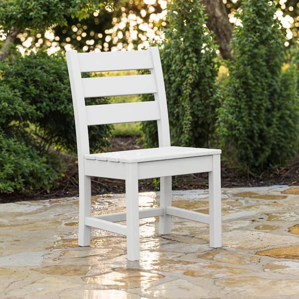 Grant Park White Side Stationary Plastic Outdoor Dining Chair