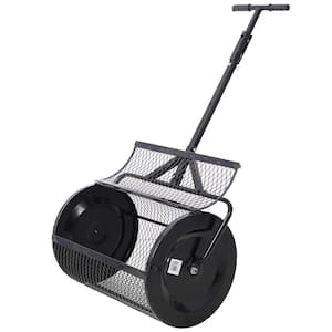 36 in. Peat Moss Spreader, Compost Spreader Metal Mesh, 2 in 1 ATV and T-Shaped Handle, Black