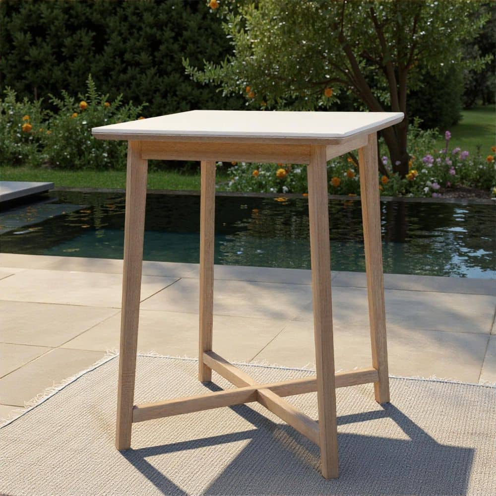 "Darling Natural Finish 34"" Square Wood Outdoor Pub Dining Table" price history on PriceWatchPro