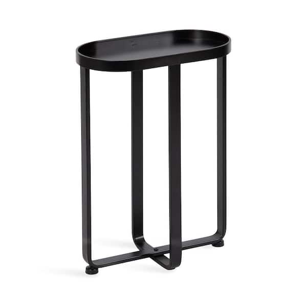 Zabel 16.05 in. Black Oval Metal Transitional End Table
