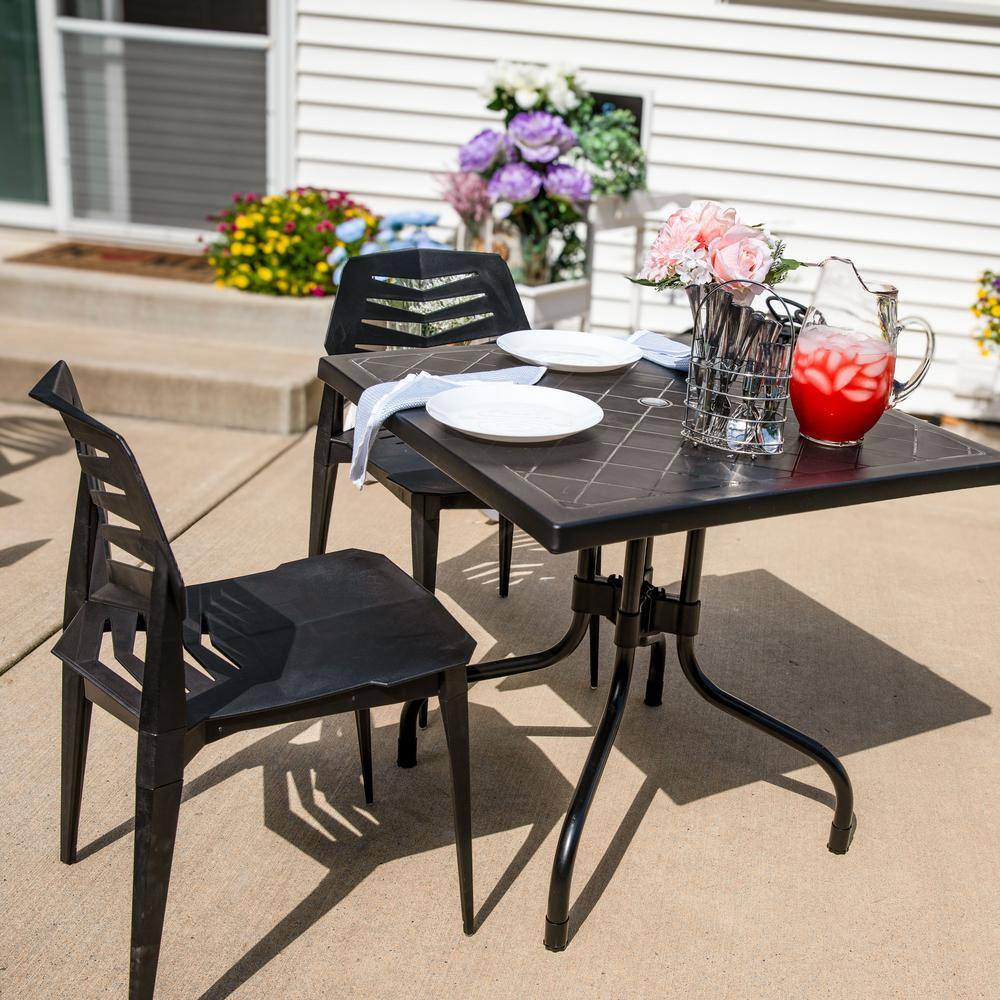 Matisse Black Polypropylene Armless Dining Chairs Set of 4