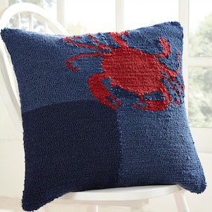 Nautical Collection Crab 100% Polyester 18 in. x 18 in. Square Decorative Pillow Cover