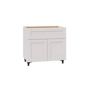 Shaker Assembled 36x34.5x24 in. Base Cabinet with 10 in. Metal Drawer Box in Vanilla White