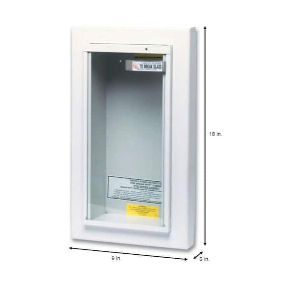 Heavy-Duty Steel Semi-Recessed 5 lb. Fire Extinguisher Cabinet in White 18.25 in. H x 9 in. W x 6 in. D  468044