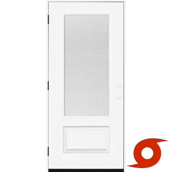 Palisade 36 in. x 80 in. 3/4 MicroGranite Impact Glass RHOS Primed Fiberglass Prehung Front Door with 4-9/16 Frame
