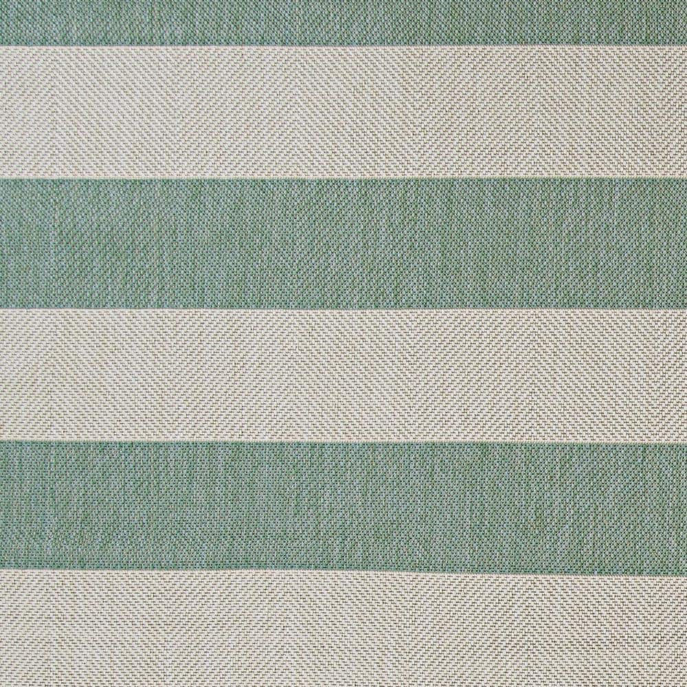 Sea Mist and Ivory Stripe Synthetic 5'3" x 7'6" Outdoor Rug