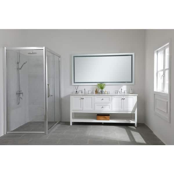 Unbranded 72in H x 36in W Rectangle Silver LED Mirror