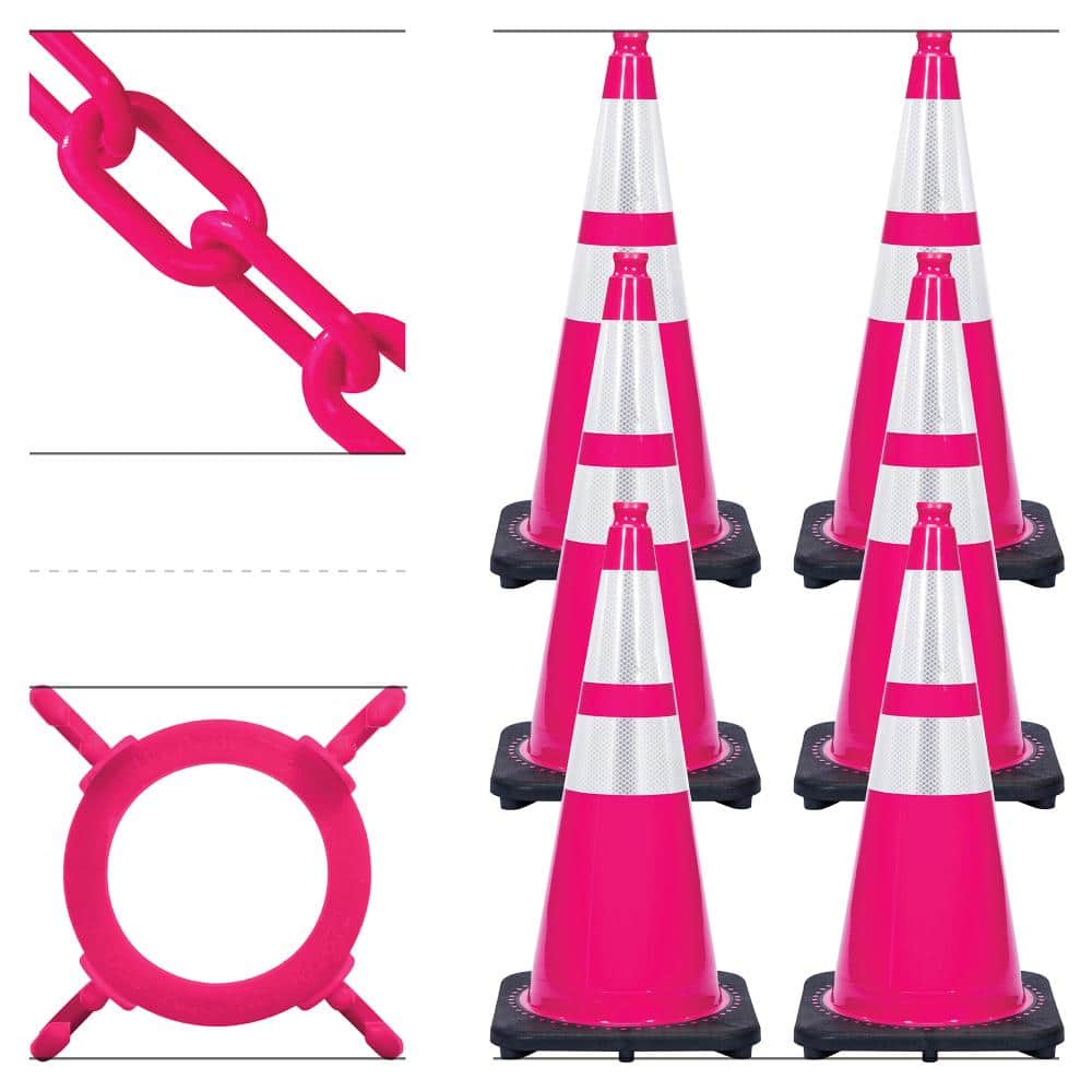 "28"" Safety Pink Reflective Traffic Cone and Chain Kit" price history on PriceWatchPro