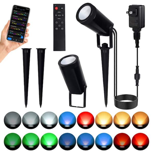 BICIK Black Lawn Light No Motion Sensing Plug-In Base Kit, Outdoor Line Voltage with Integrated LED (4-Pack)