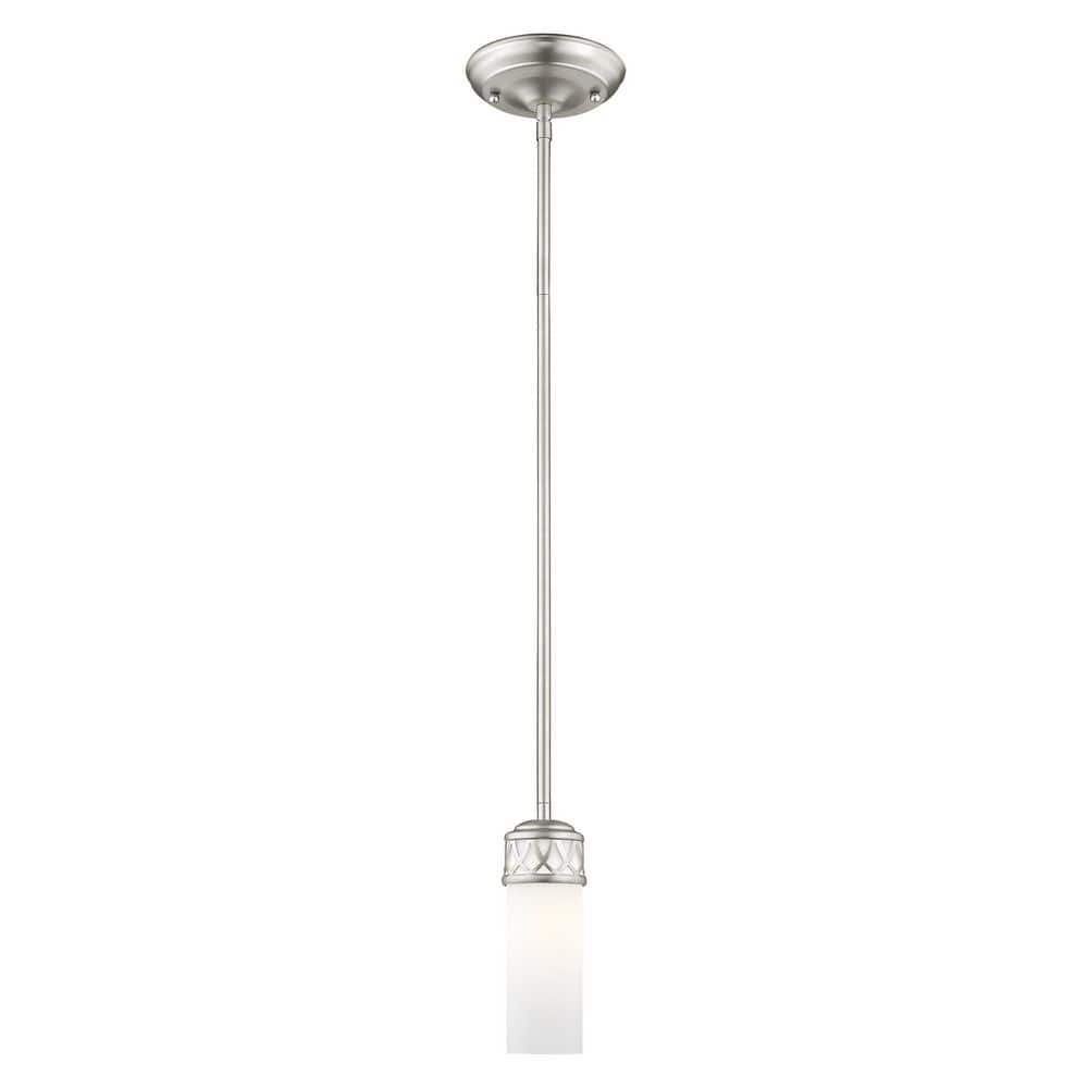 Elegant Brushed Nickel Mini Pendant with Satin White Glass Shade