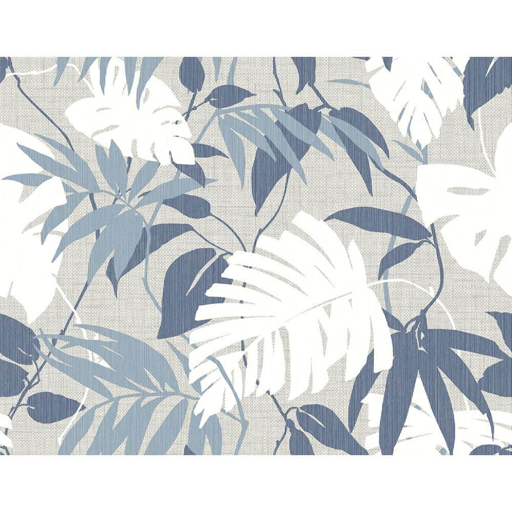 CASA MIA Tropical Forest Leaves BleuandWhiteandGrey PaperandYarn Non ...