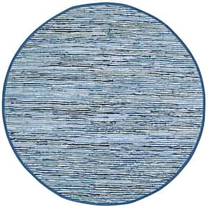 Leather Blue 3 ft. x 3 ft. Round Area Rug