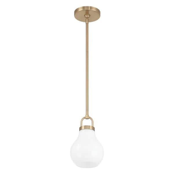 Mansfield 6-inch 1-light Champagne Gold Pendant Light with Opal Glass Shade