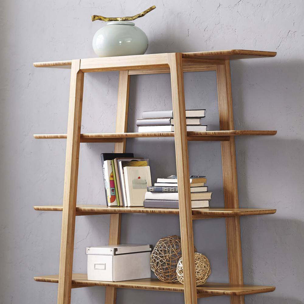 Currant Caramelized Solid Bamboo 5-Tier Bookshelf