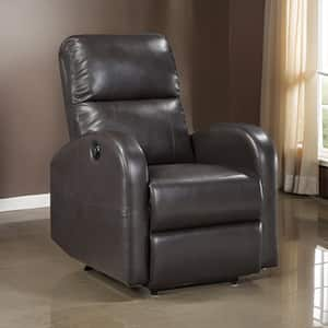 Plush Brown Faux Leather Power Recliner with Foam Cushions