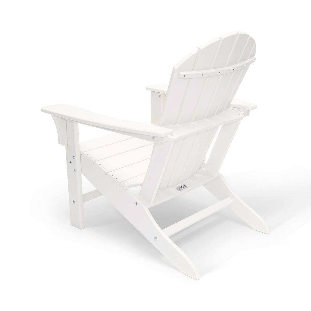 Hampton White HDPE Outdoor Adirondack Chair with Wide Armrests
